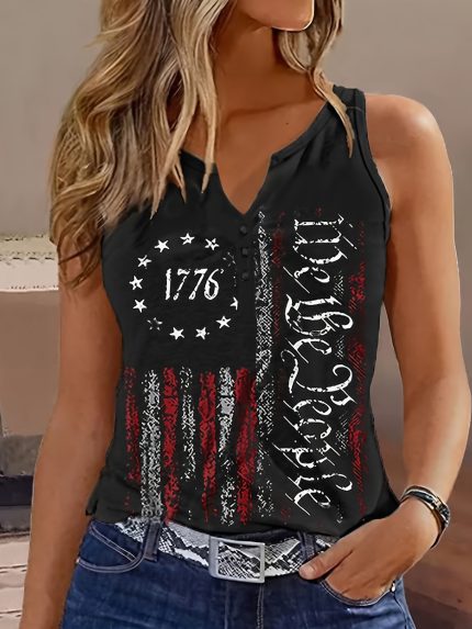 Summer new versatile retro letter printed casual Women's fashionable vest