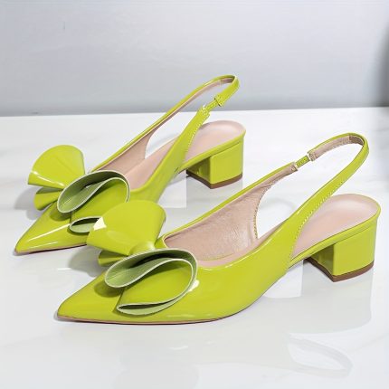 Vibrant Pumps Vibrant Comfortable Women's Pointed Toe Bow Detail Low Block Heel Pumps | Synthetic Cover Shoes with TPU Sole for Casual & Formal Occasions, Stylish Office Wear, Elegant Shoe Design, Durable Footbed Construction