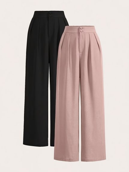 Two-piece Set of High-waisted Wide-leg Pants